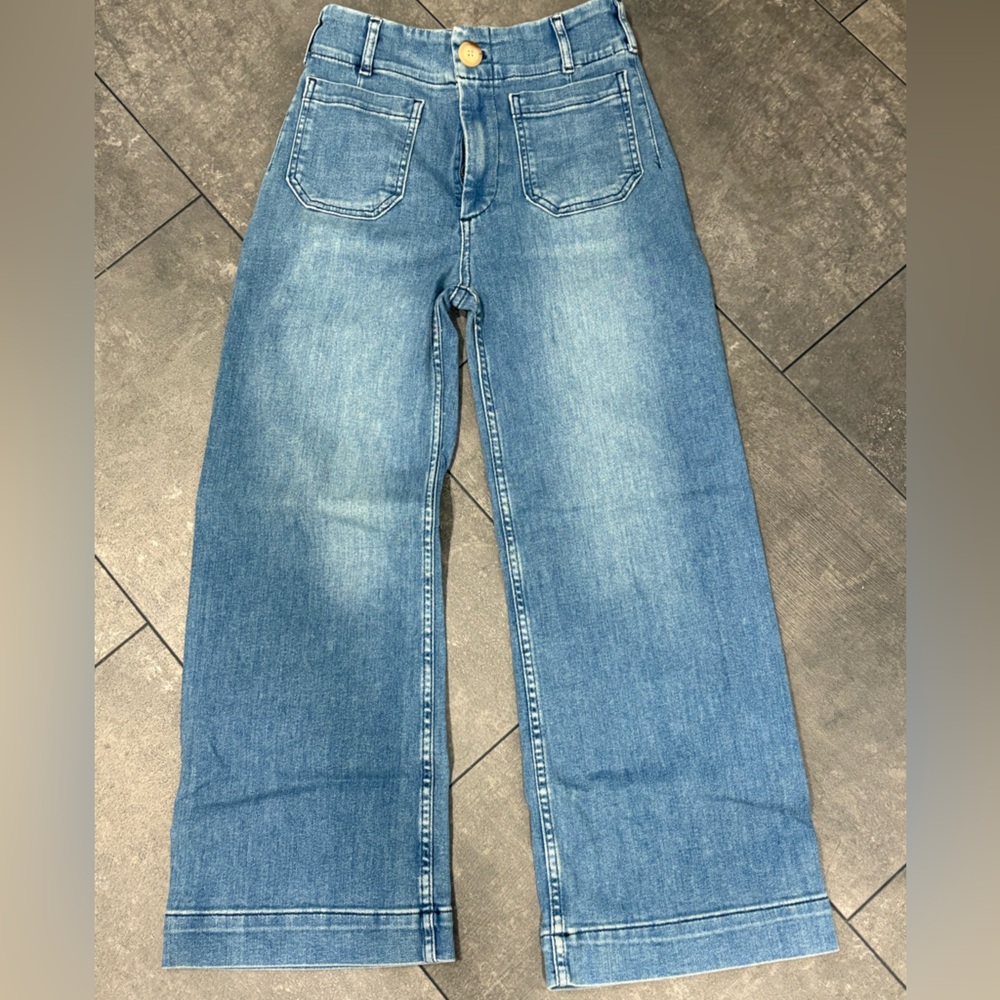Anthropologie 25 Maeve Colette Crop High Rise Wide Leg Jeans NWOT